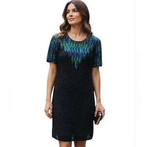 Vintage Stenay Silk‎ Beaded Sequin Dress